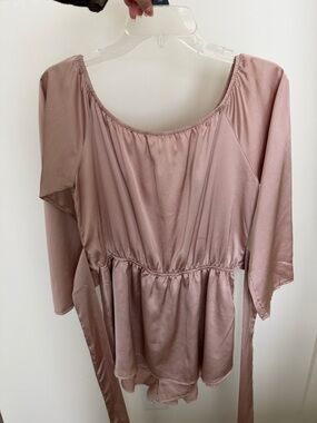 Showpo Dusty Rose Satin Jumpsuit Romper